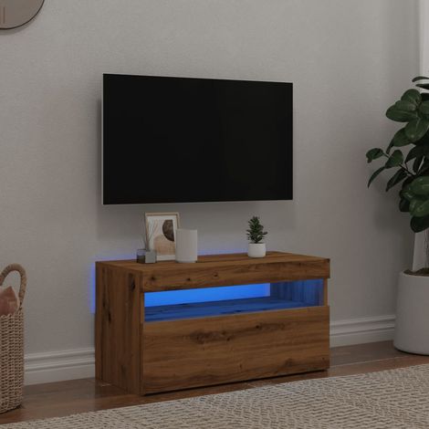 Meuble TV avec lumières LED, Banc TV, Armoire de rangement chêne artisanal bois d'ingénierie FR370025 DESIGN IN (1/5)