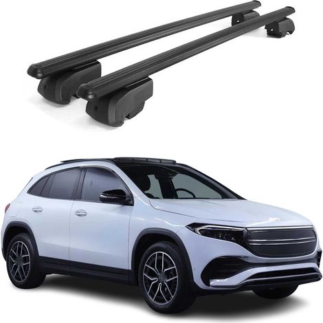 OMAC Aluminium Dachträger Querträger für Mercedes EQA H243 2022-2026 – City Crash – ISO/PAS 11154:2006 – Abschließbar – Max. 75 kg – 2 Stangen Schwarz (1/5)