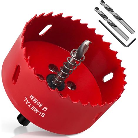 Scie Cloche 80mm, HSS M42 Bi-Métal Scies-cloches Bois 1 Pièce Rouge (1/5)