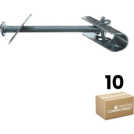 Boîte de 10 vis de suspension Ø5 à bascule tête double usage - Longueur bascule 85 mm - Parois maxi 40 mm - Ram