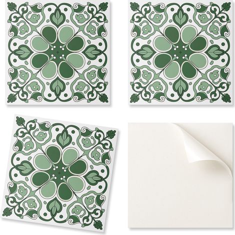 Baldosas de vinilo autoadhesivas estampadas con dise帽o de plantas y hojas, 20x20x20 cm.