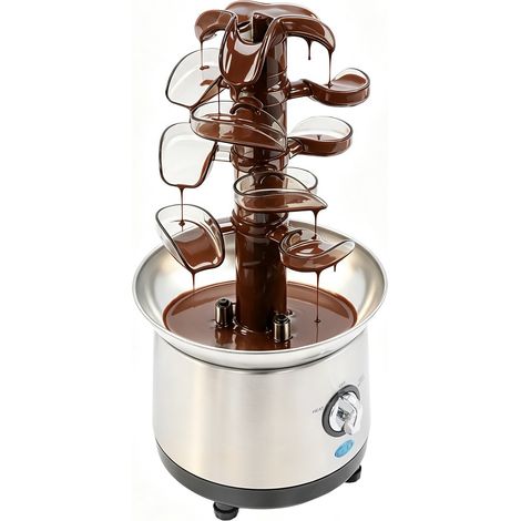 Fontaine à chocolat 4 étages – Acier inoxydable - capacité 1,2 L - 38-45 °C - Pour anniversaire, fête et mariage (1/5)