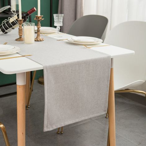 Runner da tavola 30x120 cm Grigio chiaro – Lino – Lavabile e stirabile a bassa temperatura – ideale per feste e sala da pranzo (1/5)