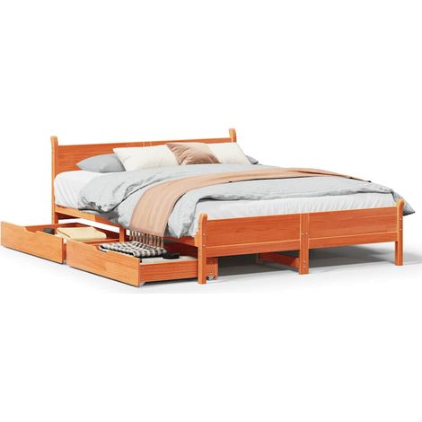 Maison Exclusive - Massivholzbett ohne Matratze Wachsbraun 160x20