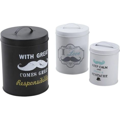 Boite ronde de rangement Moustache (Lot de 3)