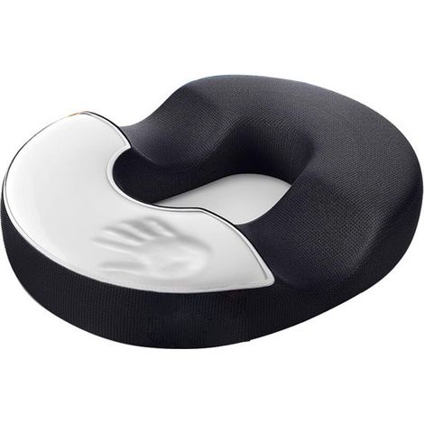 Cuscino a ciambella in memory foam, ergonomico a forma di U con rivestimento antiscivolo e lavabile – Nero, taglia piccola (1/5)