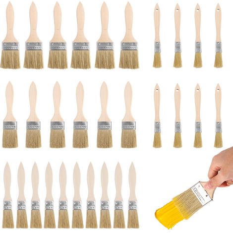 30 Pièces Pinceau Plat Peinture, 15/25/35/50 mm Pinceau Vernis Bois, Pinceau Peinture Mur avec Manche en Bois, Pinceaux Peintures pour la Peintures Murale, Le Vernis, Les Colles et Le Bricolage (1/5)