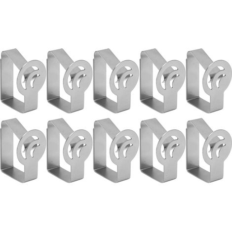 Lot de 10 pinces à nappe argentées en acier inoxydable, style feuille, petites et portables, pour famille, fête ou café. (1/5)