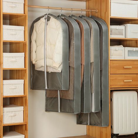 Housse anti-poussière tridimensionnelle pour vêtements, sac de rangement pour vêtements suspendus, housse de rangement épaisse pour doudoune. (1/5)