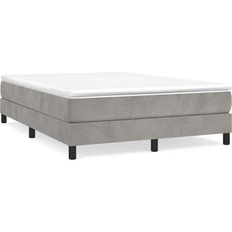 Maison Exclusive - Boxspringbettgestell Hellgrau 140x200 cm Samt (1/5)