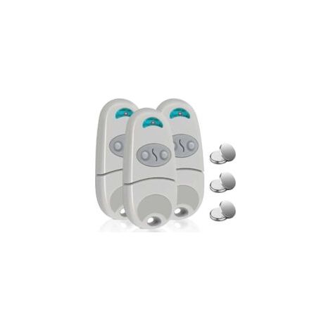 Telecomando per porta da garage, telecomando per cancello, 2 canali, 433,92 MHz, compatibile con telecomandi EV, NA, EE a 433 MHz, confezione da 3 - Bianco
