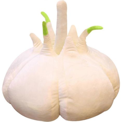 Coussin en peluche à l'ail - Peluche réaliste en forme de tête d'ail (40 cm) - Imitation (1/5)