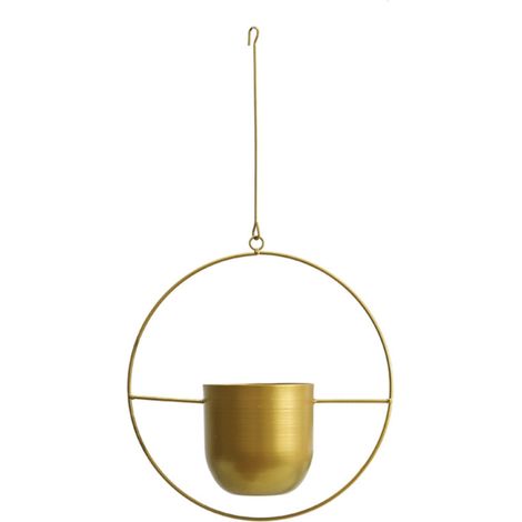 Suspension Métallique - Pot à Plantes Suspendu Cercle Or - Pour Intérieur Extérieur Bureau Café - Diamètre 14 cm Sans Trou - 1 Pièce (1/5)