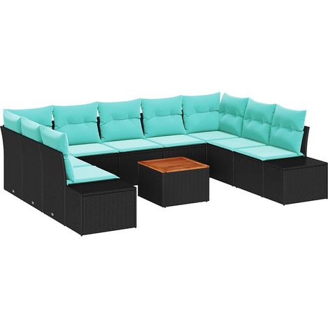 Garden Sofa Set 10 pcs Black Poly Rattan vidaXL (1/5)