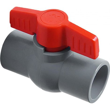 PVC-Kugelhahn, kompaktes 2-Wege-T-Ventil zur Durchflussregelung in Abwasserrohren, Grau, 32 mm (1/5)