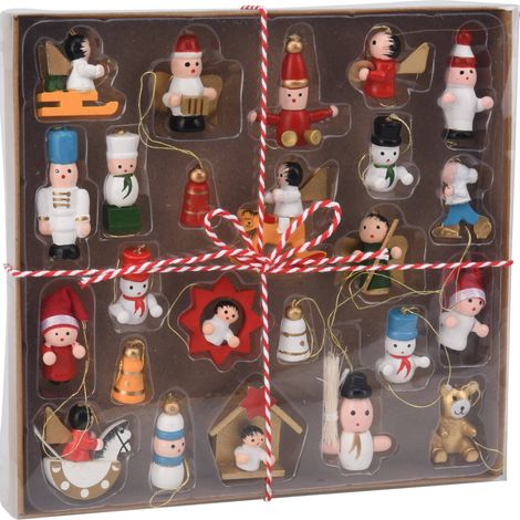 Ensemble de jouets en bois pour Noël, 24 pièces.