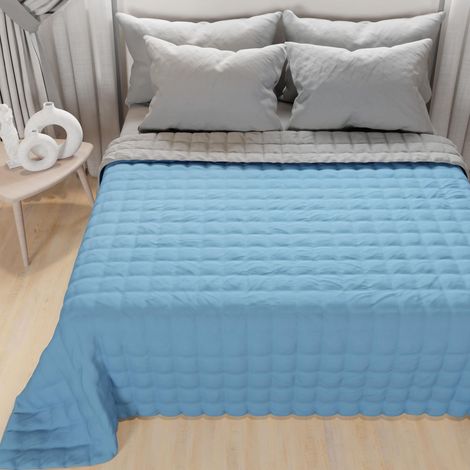 Couette Simple Reversible 160x260 cm en Microfibre, Couvre-lit Simple Printemps, Couverture 1 Personne Réversible, Ciel Gris, 100% Fabriqué en Italie (1/5)