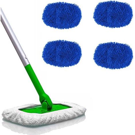 Lot de 4 lingettes microfibres pour balai Swiffer Sweeper - Bleu