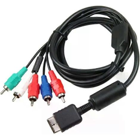 Câble AV composante HD 5 fils 1,8 m (6 pi) noir - JXLGV pour PS2/PS3/PS3 Slim (compatible TV HD) - Ypbpr (1/4)