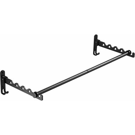 Wall Mounted Clothes Rack, Foldable Clothes Rails Folding Wall Hanger, Metal Wall Mounted Clothes Rack, Drying Rack for Bedroom Bathroom, 80cm Long Black (1/5)