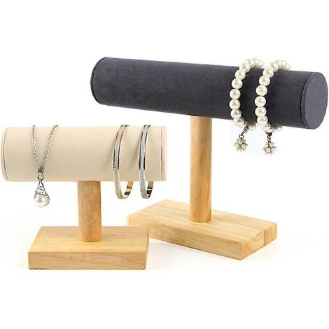 Porte-bracelet tubulaire en bois massif, organisateur de bijoux pour le rangement des joncs (1/5)