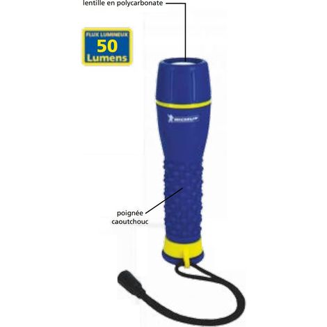 Lampe torche LED 1W 60lm en ABS Ø 43x165mm IP44 à piles 2xLR06 AA (non inclus) MICHELIN INT-M40L22 (1/4)