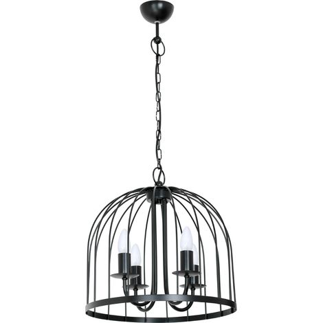 Suspension chandelier cage noire 4xE14 Single Luminex