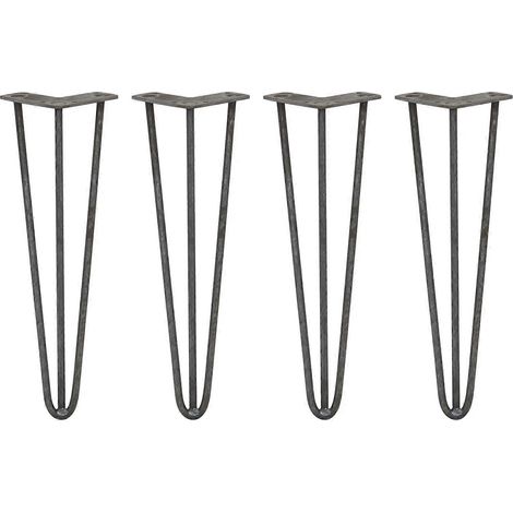Pieds de table en forme d'épingle à cheveux, 16 pouces (41 cm), paquet de 4 pièces, acier robuste d'origine, acier de 10 mm d'épaisseur, 3 griffes, 300 kg. (1/5)