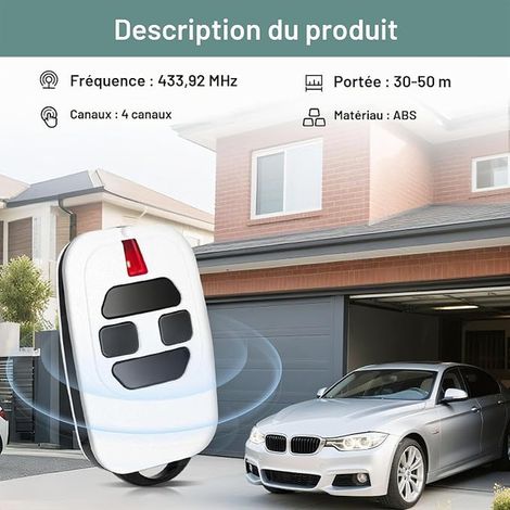 Telecommande 433,92 MHz Portail GTI4, GTI2, GT2/4, Mio TR2/4, Mio TR2N/4N, Canaux, Télécommande Portail Porte Garage Portée Jusqu’à m (1/4)