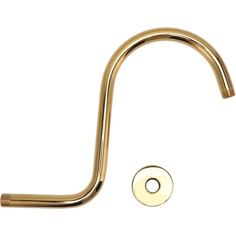Bras de douche surélevé en forme de S en acier inoxydable et extension de tête à bride en or brossé NPT (1/5)