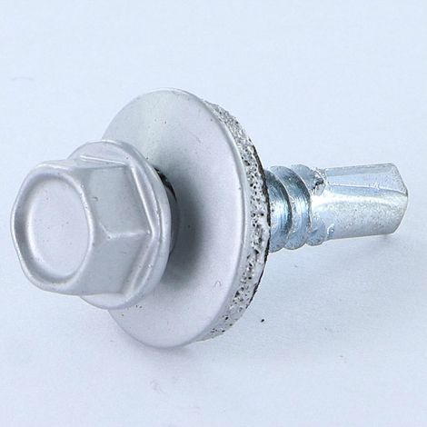 Vis autoperceuse Tête hexagonale TH 5.5X25 Rondelle d'étanchéite EPDM Acier zingué RAL9006 aluminium blanc-10 pièces