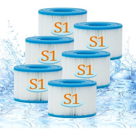 Filtre pour Spa Intex Type S1 - Cartouche de Remplacement pour Piscine, Spa et Hot Tub (6 pcs) (1/4)