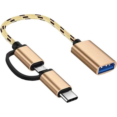 Adaptateur USB C/Micro vers USB 2-en-1, Câble OTG Compatible Samsung Galaxy S21/S22/S23, Note 20/10, Google Pixel et Autres Android - Doré (1/5)