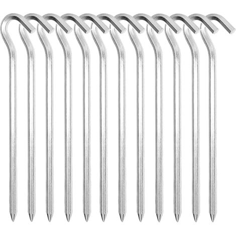 Piquets de tente en aluminium, 12 pièces, 18 cm, pour jardin, camping, pêche et autres activités. (1/4)