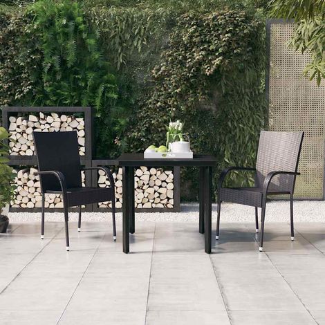 vidaXL Juego de comedor de jardín 3 piezas negro (1/5)