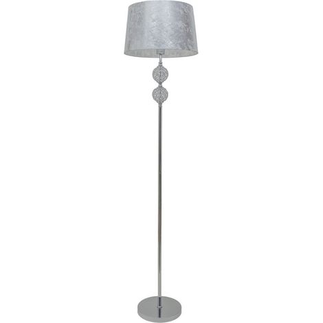 Pie de salón cromo bolas cristal copen pantalla pan de plata 1xE27