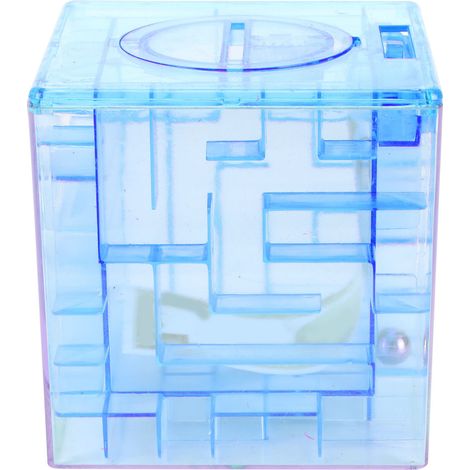 Coffre à monnaie mini jeu de labyrinthe innovant, tirelire éducative cadeau pour enfants, bleu