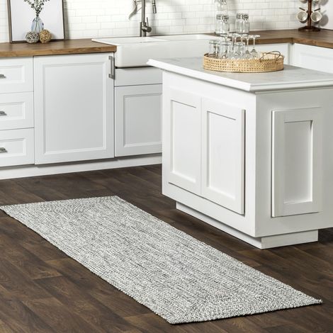 Tapis de Couloir tressé, intérieur/extérieur, 0,8 x 3 m, Gris Clair/Poivre et sel (1/5)