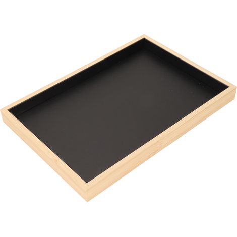 Plateau à bijoux plat et empilable pour boucles d'oreilles, colliers, bracelets, broches, épingles et montres (noir) (1/5)