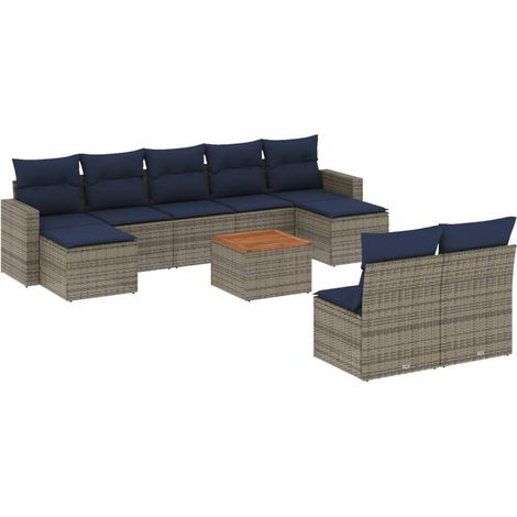 Maison Exclusive - 10-teiliges Gartensofa-Set mit Kissen, grau, P