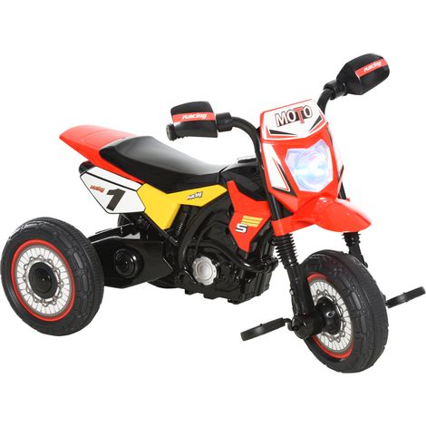 Moto à pédales de style tricycle pour enfants avec lumières et sons, 3 roues larges, 18-36 mois, 71 x 40 x 51 cm, rouge