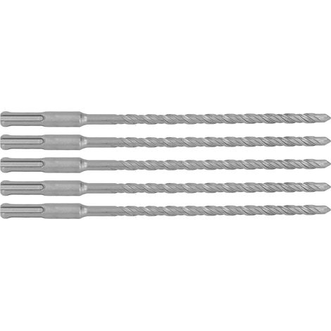 5-teiliges Hartmetall-Betonbohrer-Set, 210 mm x 7 mm, für Schlagbohrmaschinen Drehbohrer mit 2 Spiralnuten für Ziegel und Beton (1/5)
