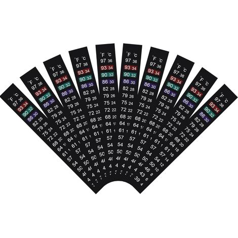 Thermometrische Teststreifen für Brauzwecke, viskose Thermometerstreifen für Aquarien, Temperaturteststreifen, Thermometeraufkleber, geeignet für Aquarien/Kombucha/Gärbehälter, Messbereich 39 bis 97℉/
