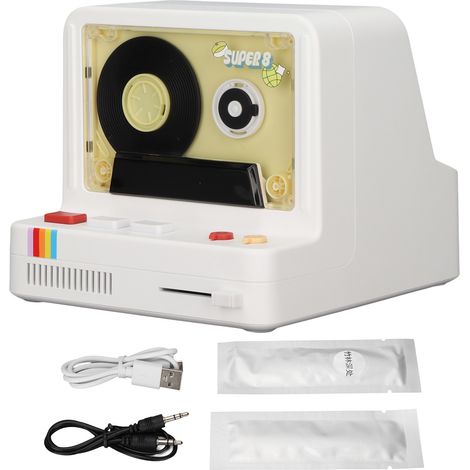 Lecteur de Cassette Bluetooth Portable, Haut-parleur Stéréo Rétro avec Support Bluetooth, AUX et Carte Mémoire, Blanc (1/5)