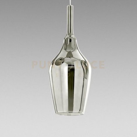 OFELIA S/12 - VETRO CROMO SPECCHIATO E PORTALAMPADA BIANCO 1 LUCE ATTACCO G9 CAVO TRASPARENTE SENZA BASE DI ATTACCO D.18,5CM H.47,5M