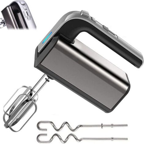 Handmixer Edelstahl Elektrischer Handmixer Stabmixer 2 Schneebesen 2 Teighaken, 800 W, 5 Geschwindigkeitsstufen Handrührgerät Handrührer Pürierstab Knethaken (1/5)