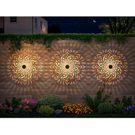 Lot de 4 grandes lampes solaires en métal à énergie solaire pour extérieur, mur, terrasse, marche, clôture, jardin, jardin, décoration de jardin, cadeaux pour femme, maman, grand-mère (1/5)
