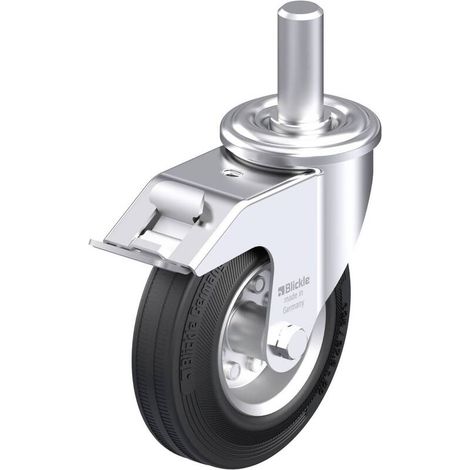[NEUWERTIG] B-Ware Blickle Lenkrolle Bockrolle Stahlblech Gummirolle Rad Laufrolle schwarz 125 mm (1/2)