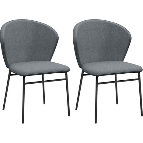 Zwei Esszimmerstühle mit Leinenbezug und Stahlbeinen, modernes und stabiles Design, graue Farbe
