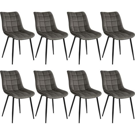 WOLTU Juego de 8 Sillas de Comedor de Terciopelo Gris Oscuro (1/5)